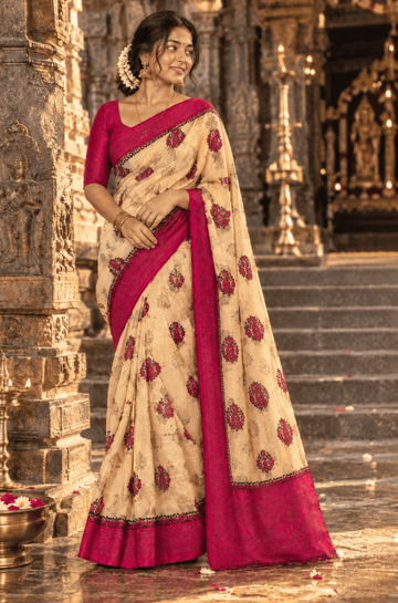 PURE COTTON HAND PRINTED SAREE