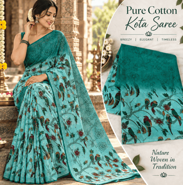 PURE COTTON BIRD PRINT KOTA SAREE