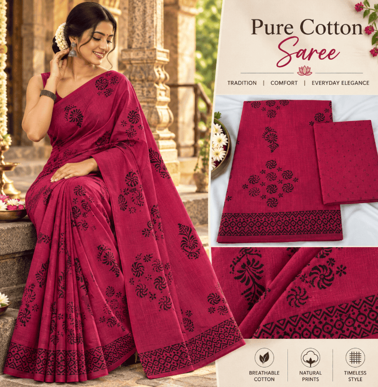 PURE COTTON PRINTED SAREE