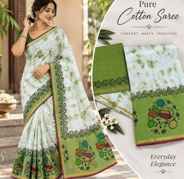 BIG BOARDER COTTON PRINTED SAREE