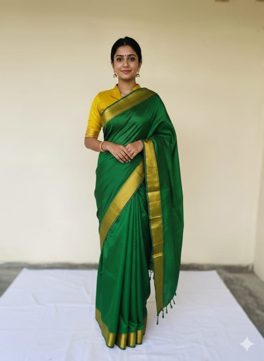 Olive Green Paturu Pattu Saree