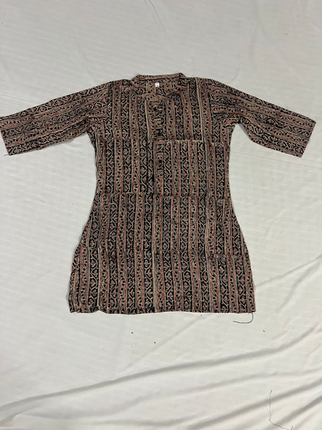 Black Stripes Kalamkari Print Short Kurti