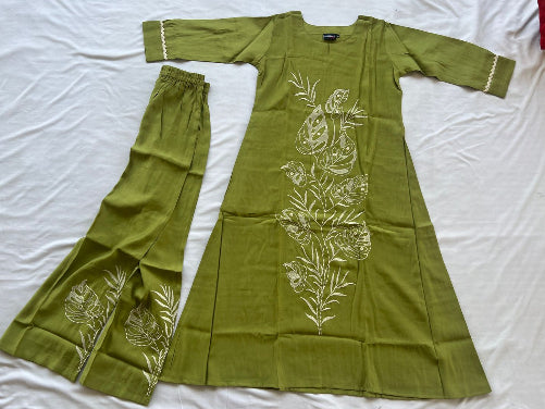 Mehandi Green Embridary Co-ord Set