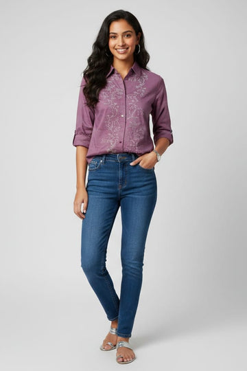 Lavender Embroidery Short Top
