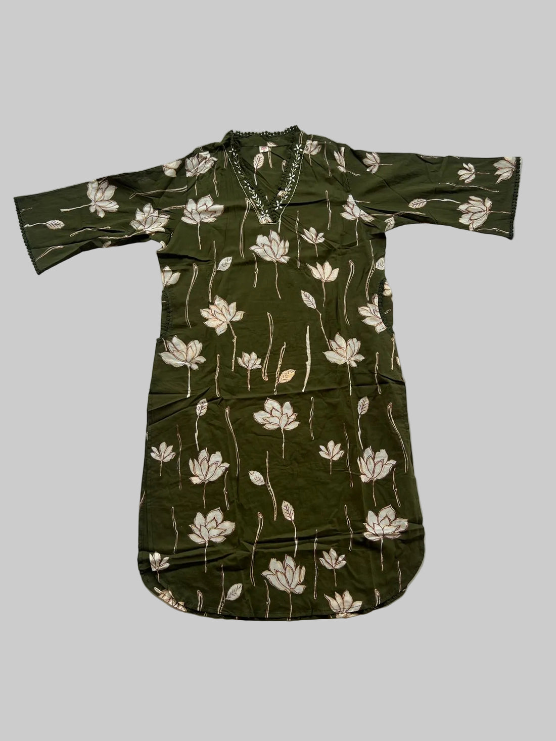 Mehandhi Green Lotus Print Cotton Co-ord Set
