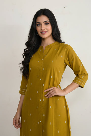 Mustard Yellow Handloom Co-ord Set