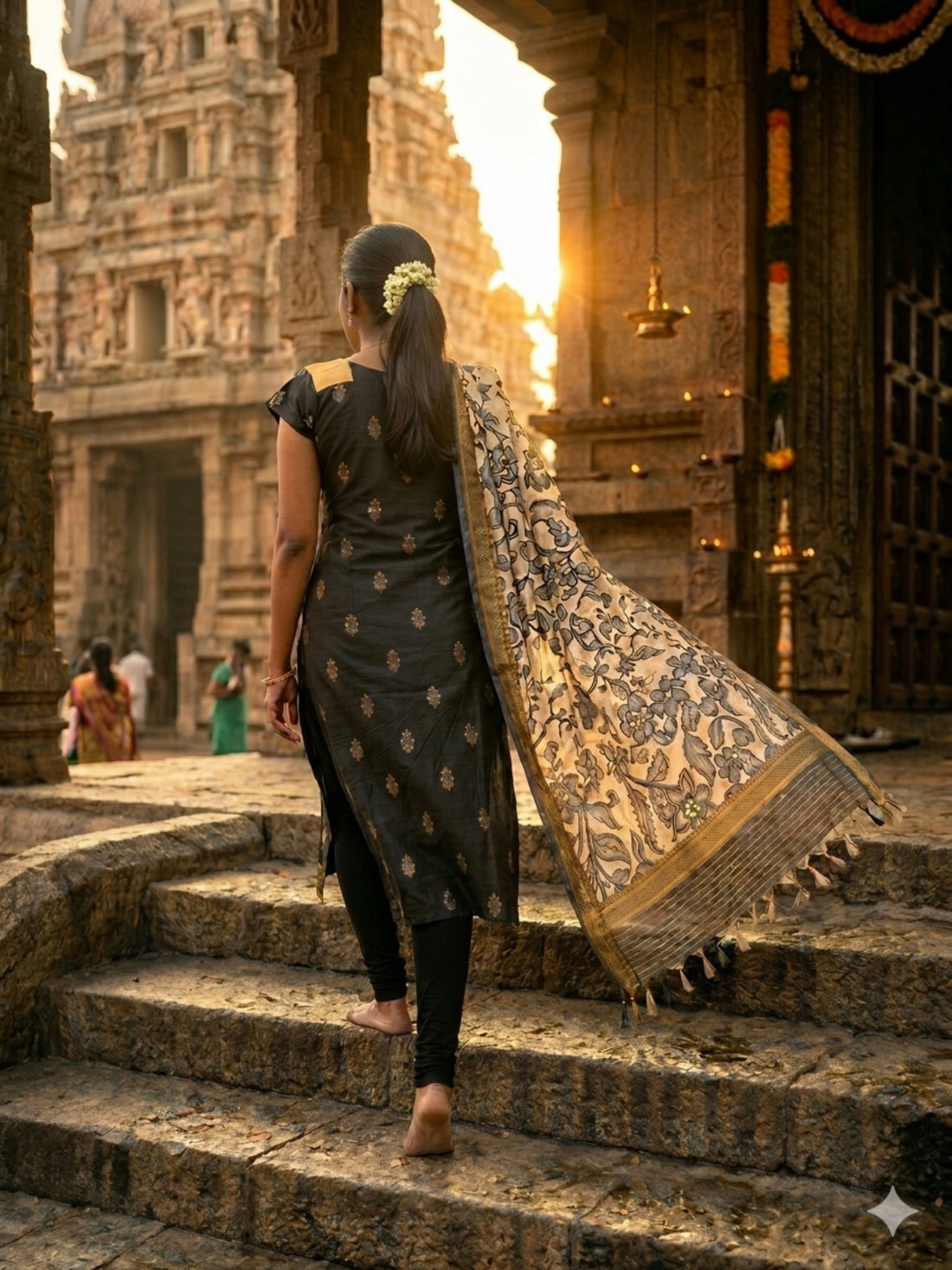 Black Kurti With Kalamkari Duppata