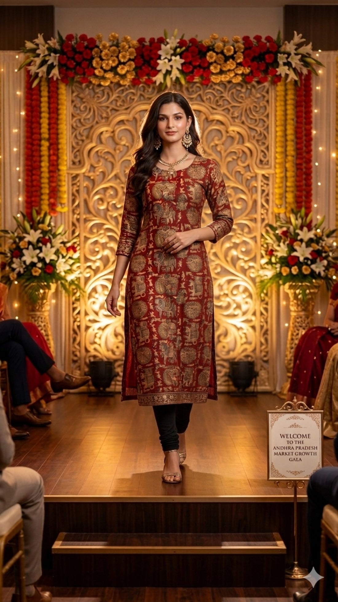 Maroon Crimson Pure Cotton Kalamkari Print Kurti