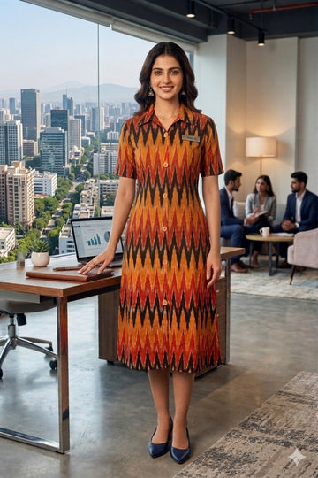 BROWN HANDLOOM IKKAT KURTI