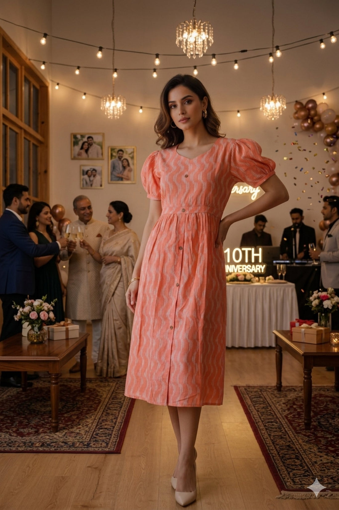Peach Ikkat Kurti