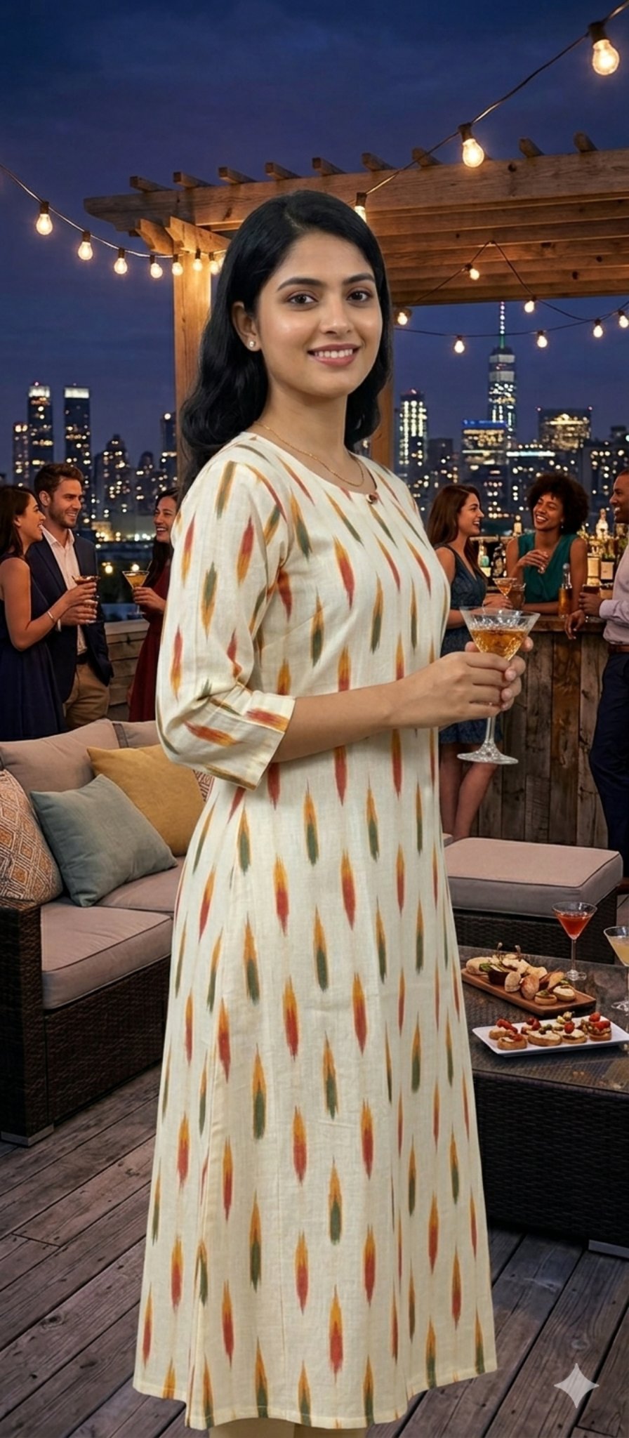 White Ikkat Kurti