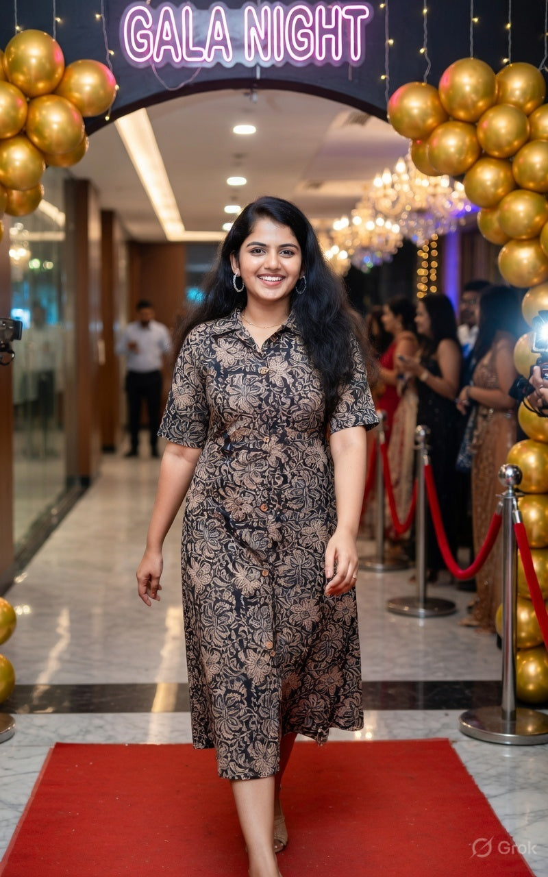 Black Kalamkari Cotton Kurti