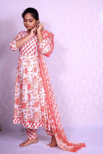 White & Orange Floral Set